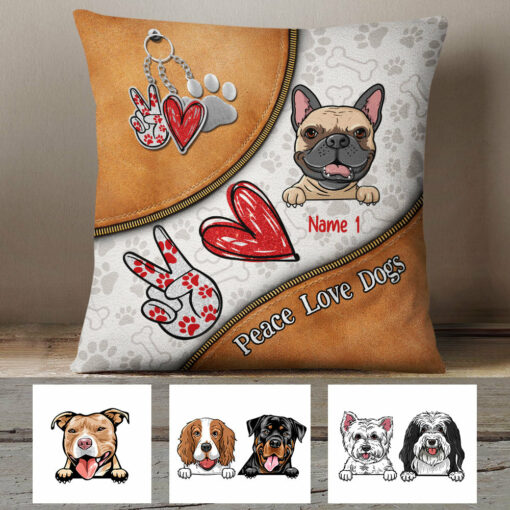 Personalized Love Peace Dog Pillow