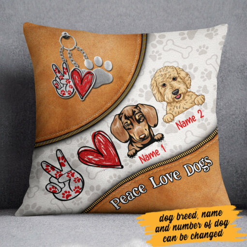 Personalized Love Peace Dog Pillow