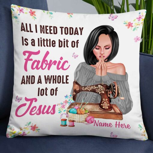 Personalized Love Sewing All I Need Pillow