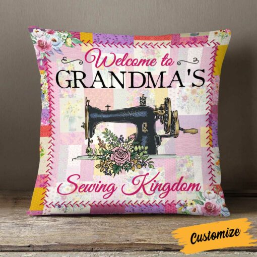 Personalized Love Sewing Girl Mom Grandma Pillow