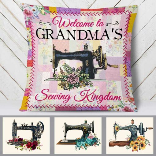 Personalized Love Sewing Girl Mom Grandma Pillow