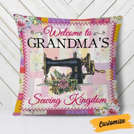 Personalized Love Sewing Girl Mom Grandma Pillow