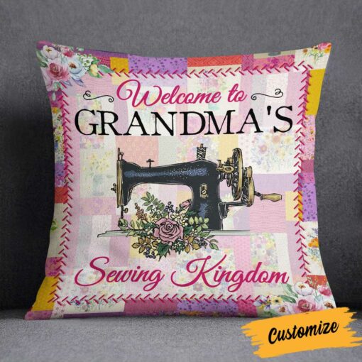 Personalized Love Sewing Girl Mom Grandma Pillow