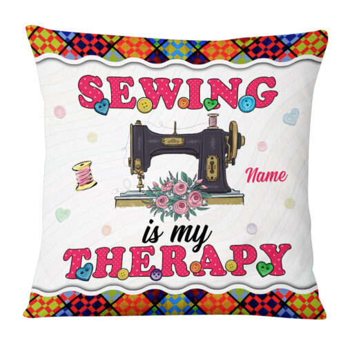 Personalized Love Sewing My Therapy Pillow