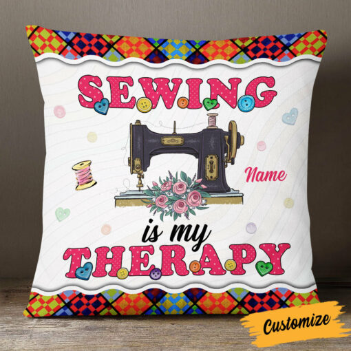 Personalized Love Sewing My Therapy Pillow