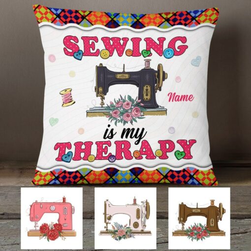 Personalized Love Sewing My Therapy Pillow