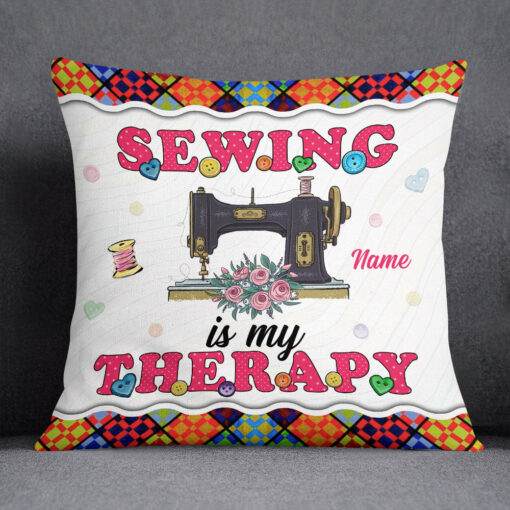 Personalized Love Sewing My Therapy Pillow