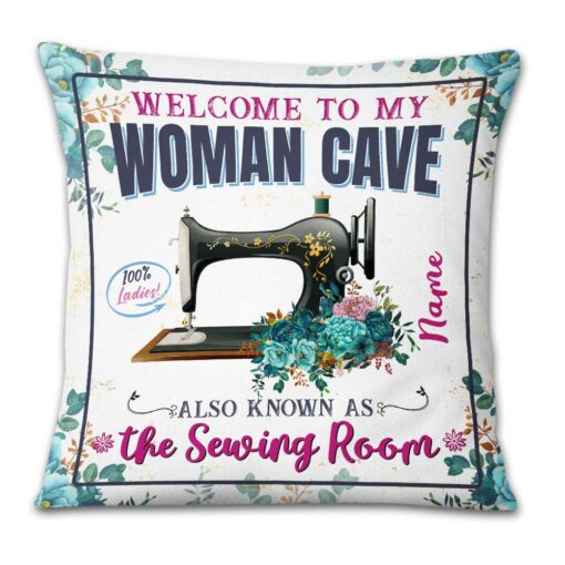 Personalized Love Sewing Woman Cave Pillow