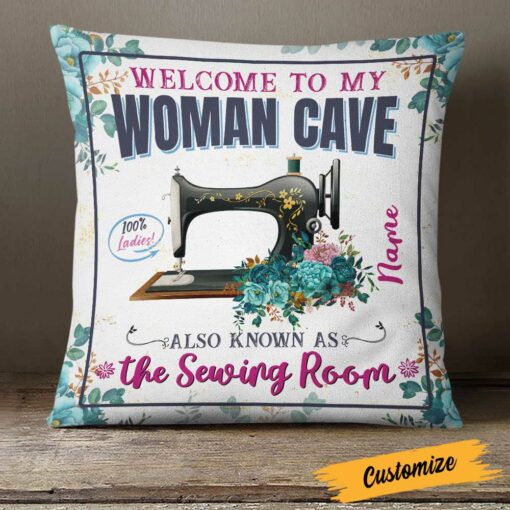 Personalized Love Sewing Woman Cave Pillow