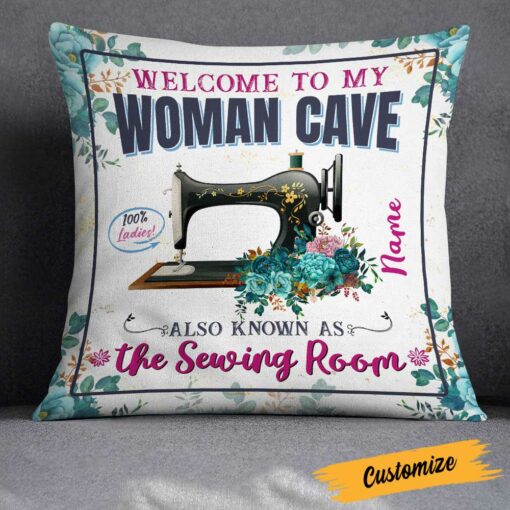 Personalized Love Sewing Woman Cave Pillow