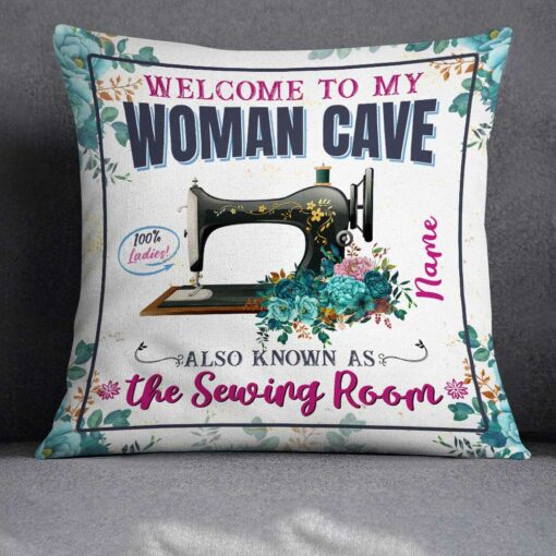 Personalized Love Sewing Woman Cave Pillow