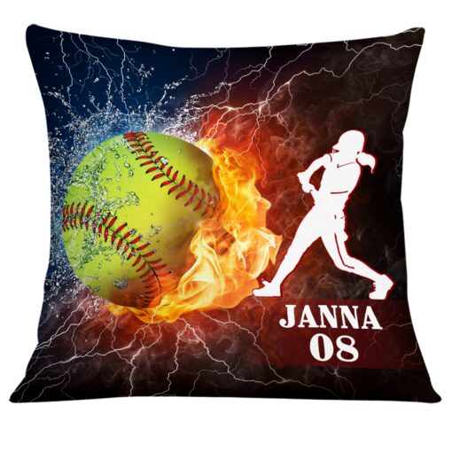 Personalized Love Softball Pillow