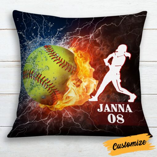 Personalized Love Softball Pillow