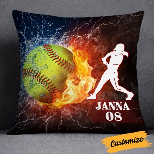 Personalized Love Softball Pillow