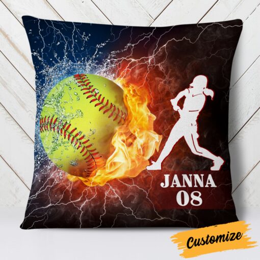 Personalized Love Softball Pillow