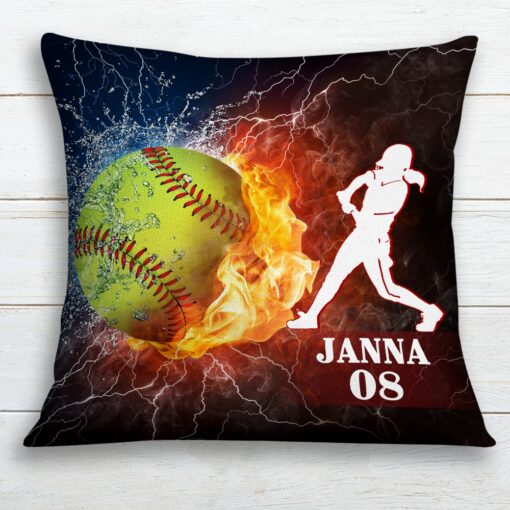 Personalized Love Softball Pillow