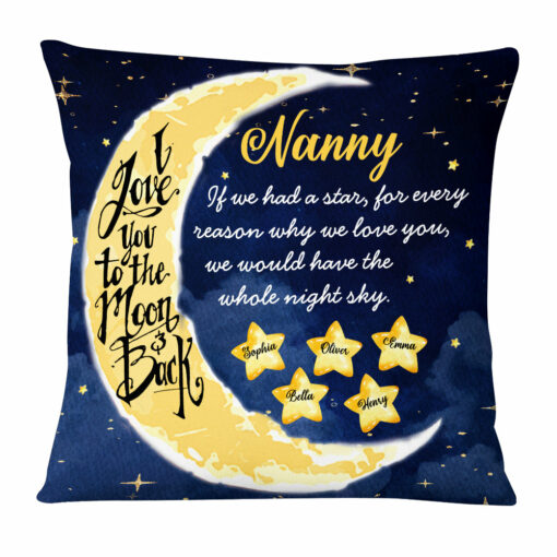 Personalized Love To The Moon And Back Grandma Custom Grandkids Names Pillow