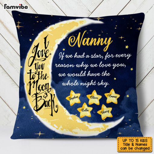 Personalized Love To The Moon And Back Grandma Custom Grandkids Names Pillow