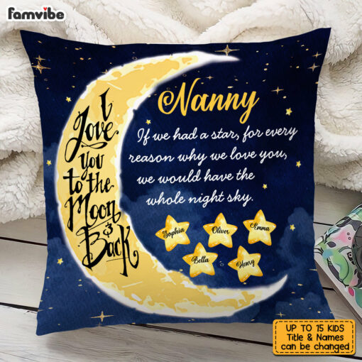 Personalized Love To The Moon And Back Grandma Custom Grandkids Names Pillow