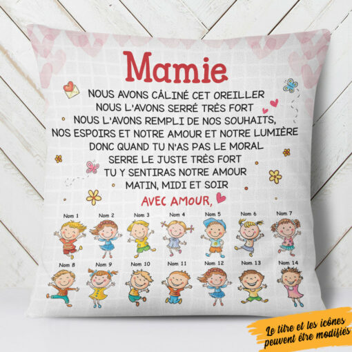 Personalized Mamie Maman Grandma Mom French Pillow