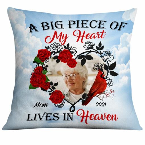 Personalized Memo A Big Piece Of My Heart Heaven Photo Pillow