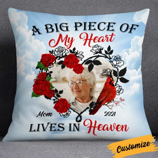 Personalized Memo A Big Piece Of My Heart Heaven Photo Pillow