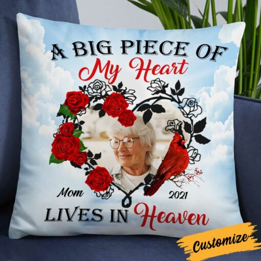 Personalized Memo A Big Piece Of My Heart Heaven Photo Pillow