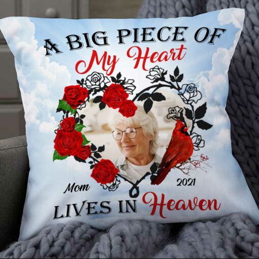 Personalized Memo A Big Piece Of My Heart Heaven Photo Pillow