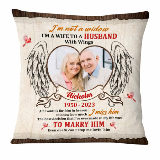 Personalized Memorial Gift For Wife Loss Husband Cardinal Christmas Pillow