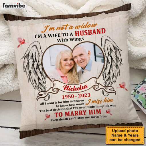 Personalized Memorial Gift For Wife Loss Husband Cardinal Christmas Pillow