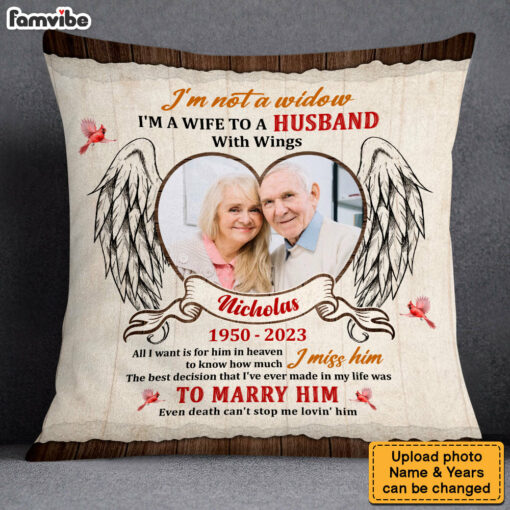 Personalized Memorial Gift For Wife Loss Husband Cardinal Christmas Pillow