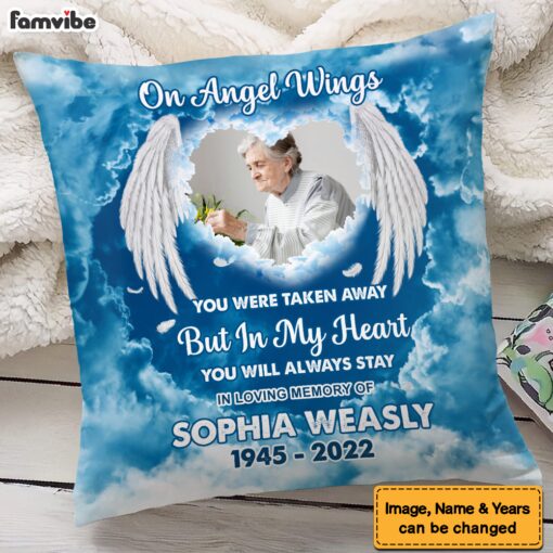 Personalized Memorial Gift On Angel Wings Pillow