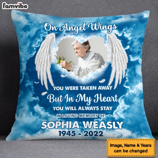 Personalized Memorial Gift On Angel Wings Pillow