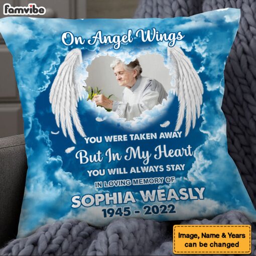 Personalized Memorial Gift On Angel Wings Pillow