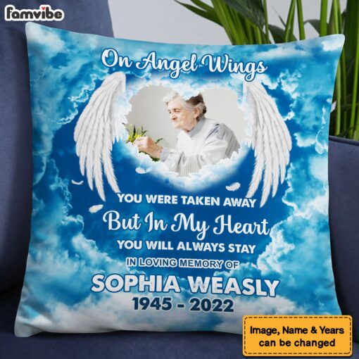 Personalized Memorial Gift On Angel Wings Pillow