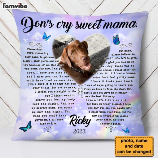 Personalized Memorial Gift Photo For Loss Of Pet Pillow