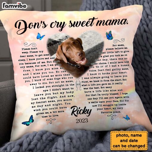 Personalized Memorial Gift Photo For Loss Of Pet Pillow