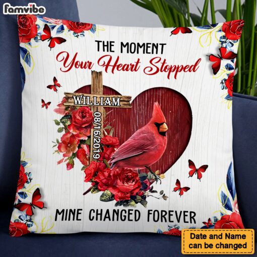 Personalized Memorial Gift The Moment Your Heart Stopped Pillow