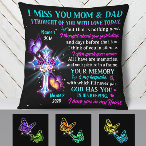 Personalized Memorial Mom Dad God Has You Pillow