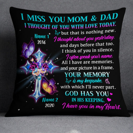 Personalized Memorial Mom Dad God Has You Pillow