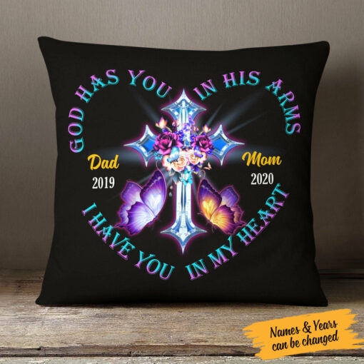 Personalized Memorial Mom Dad In My Heart Pillow