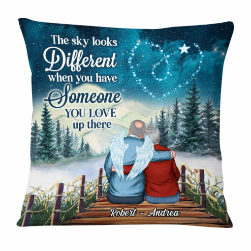 Personalized Memorial The Sky Looks Different Remembrance Couple Pillow