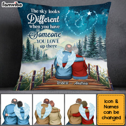 Personalized Memorial The Sky Looks Different Remembrance Couple Pillow