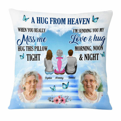 Personalized Memorial With Angel Custom Photo Loss Of Mom Dad Family Pillow