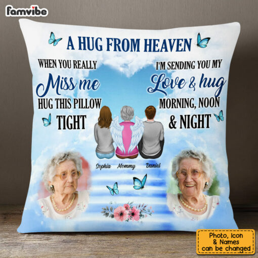 Personalized Memorial With Angel Custom Photo Loss Of Mom Dad Family Pillow