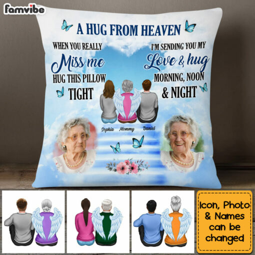 Personalized Memorial With Angel Custom Photo Loss Of Mom Dad Family Pillow