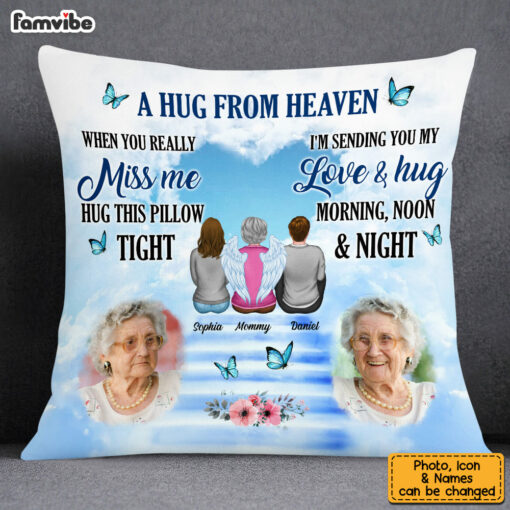 Personalized Memorial With Angel Custom Photo Loss Of Mom Dad Family Pillow