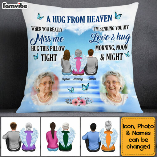 Personalized Memorial With Angel Custom Photo Loss Of Mom Dad Family Pillow