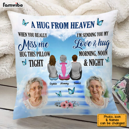 Personalized Memorial With Angel Custom Photo Loss Of Mom Dad Family Pillow