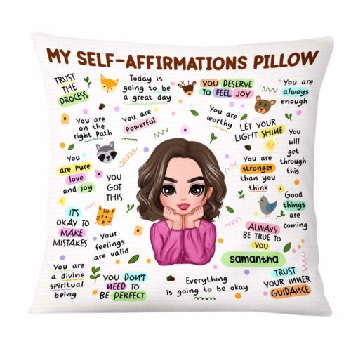 Personalized Mental Health Breakdown Affirmations Boho Animal Pillow